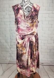 Suzi Chin size 12 geo print dress side zip cowl